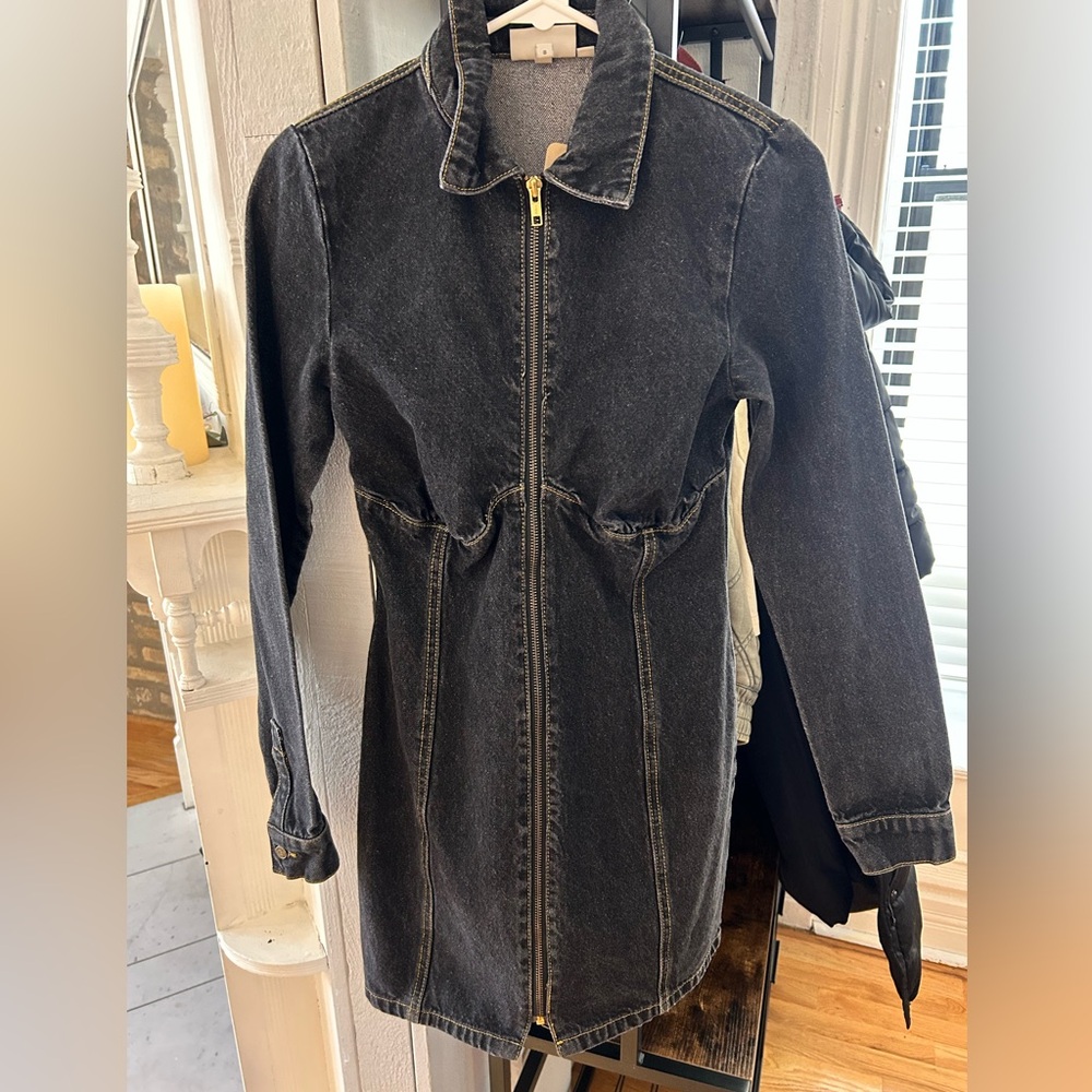 Denim dress front zip